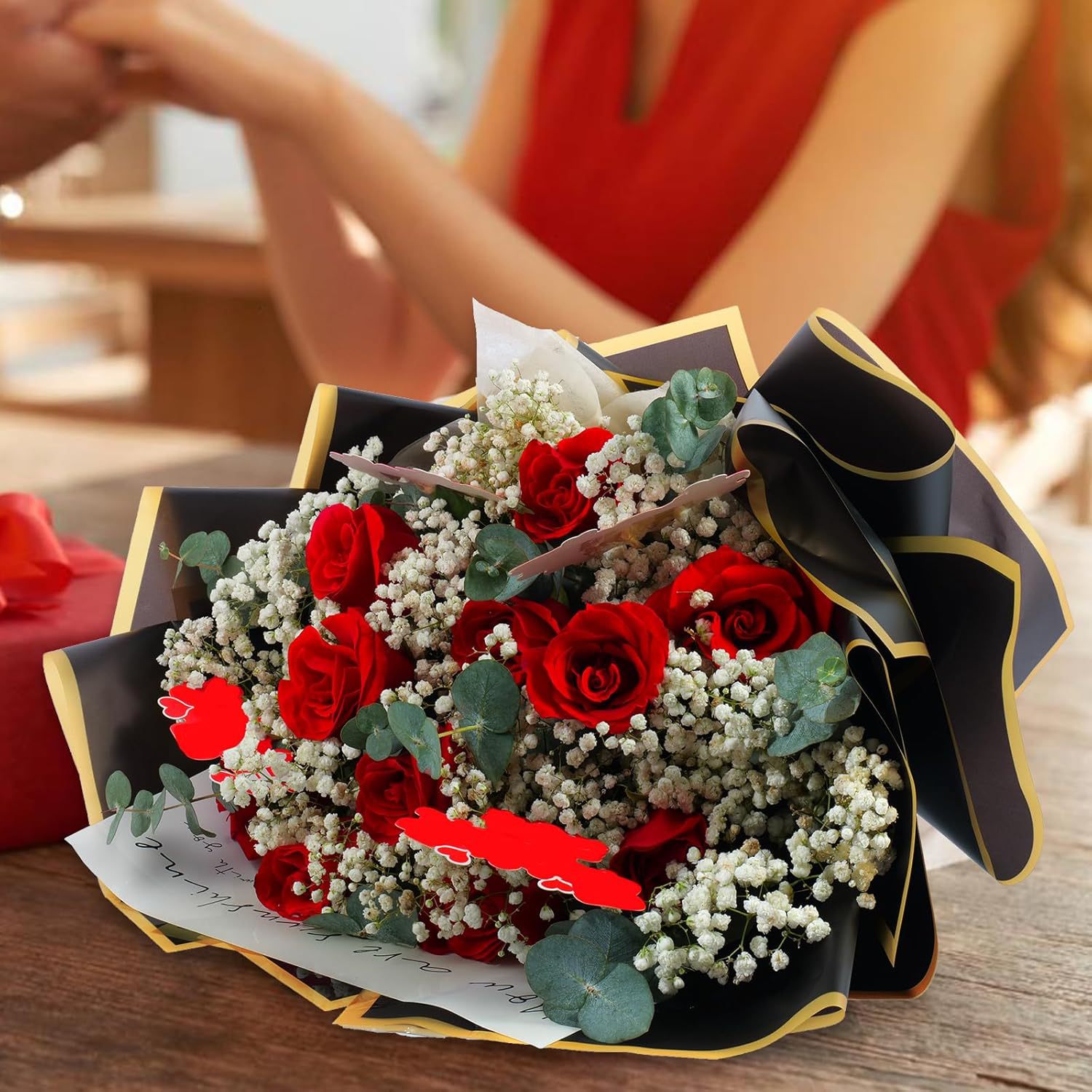 20 시트 골드 에지 방수 젤리 필름 꽃 포장지 결혼식 - Anda Florist Supply 리뷰 및 가격